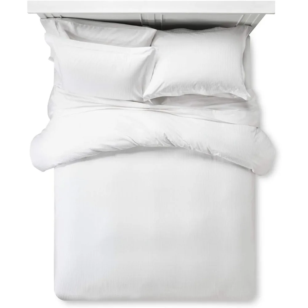 

Комплект пододеяльников Queen Size 500 с дамасской полоской и полноразмерной вставкой из 3 предметов, 100% чистый хлопок