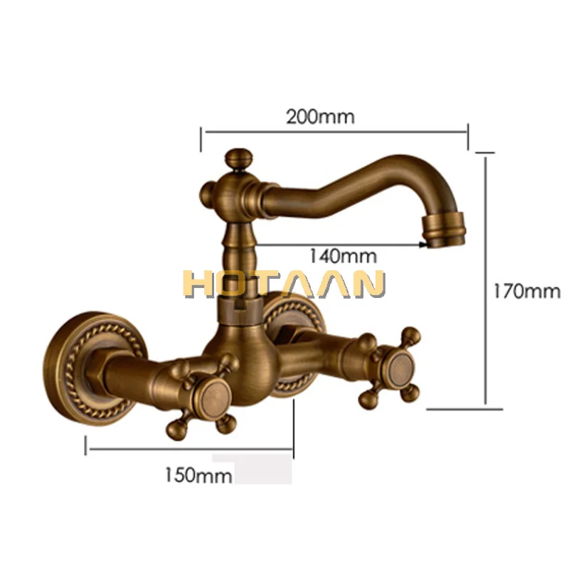 . Grifo de cocina torneira montado en la pared latón antiguo giratorio lavabo de baño grifo mezclador grúa,YT-6035