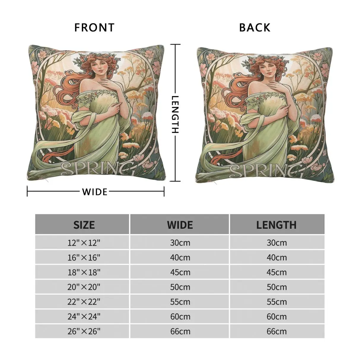 Seasons Spring Alphonse Mucha Square Pillowcase Polyester Linen Velvet Pattern Zip Throw Pillow Case Sofa Seater Cushion Cover