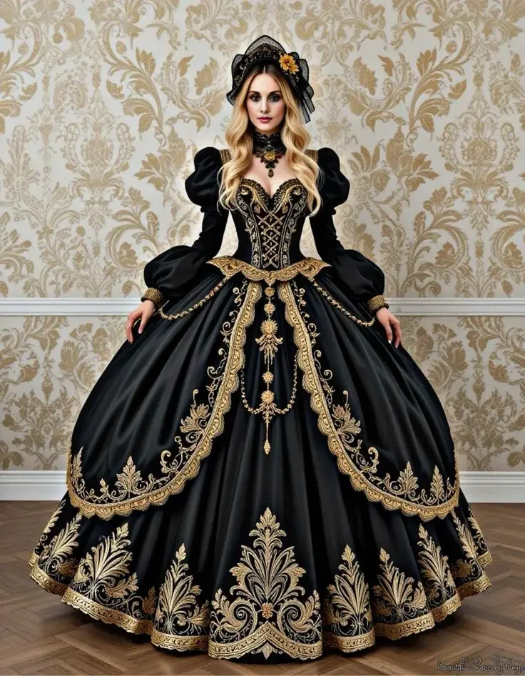 Schwarzes Gothic-Mittelalter-Abendkleid, historischer Zeitball, viktorianisches Fantasy-Feenkleid, individuell, فسات), Byd Hati