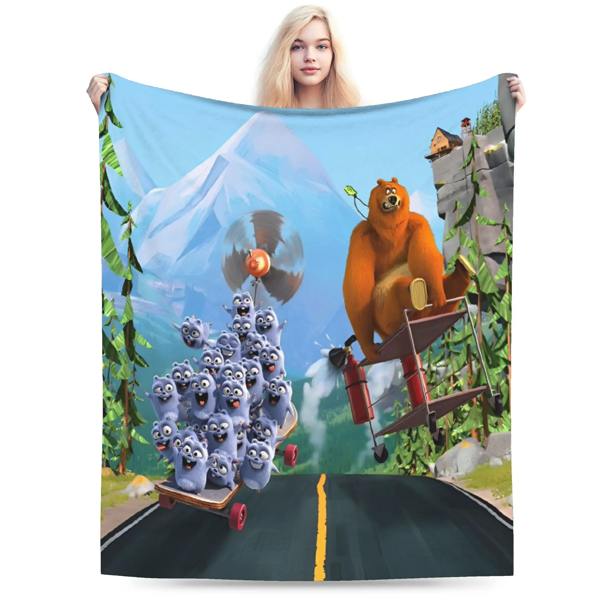 Grizzy and The Lemmings Cartoon Throw Blanket for Couch  Fuzzy Soft Plush Blanket 50x60 Inches Multiple Sizes Bedspreads