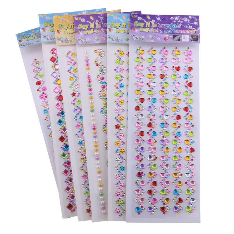 Colored Acrylic Bracelet Diamond Attached Sunflower Round Diamond Self-backing Adhesive Sticker Gift For Girls