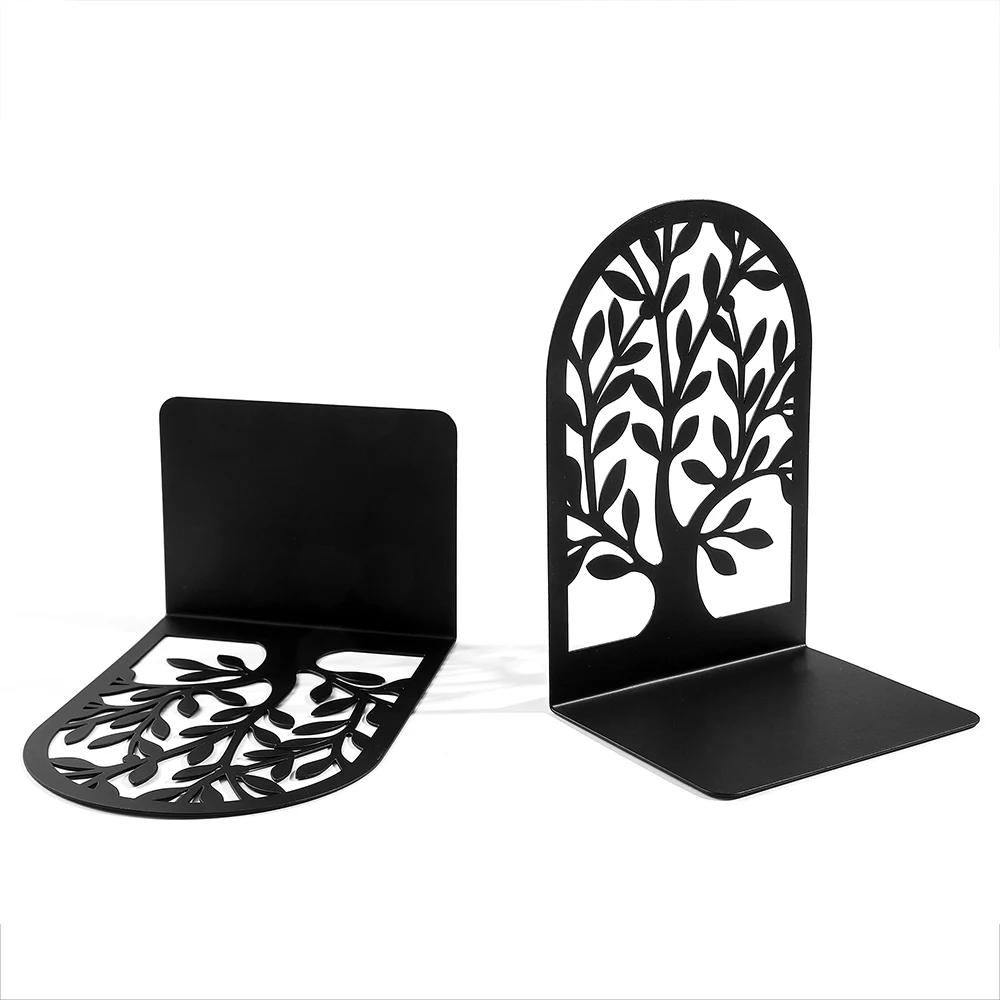 Black Tree of Life Bookends for Shelf Decor Classic Art Tree Book Ends Stand Desktop Office School Kitchen Supplies Friends Gift