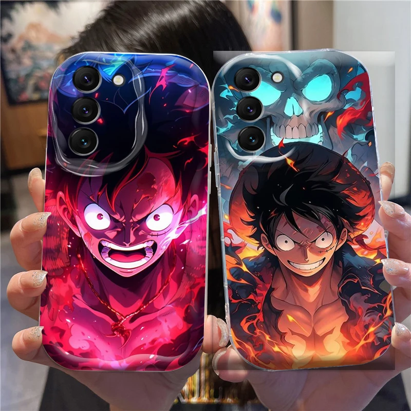 Luxury One Piece Anime Luffy For Samsung S24 S23 S21 S20 Ultra Plus FE A73 A72 A71 A51 A31 A05S A05 A04 5G Wave Oil TPU