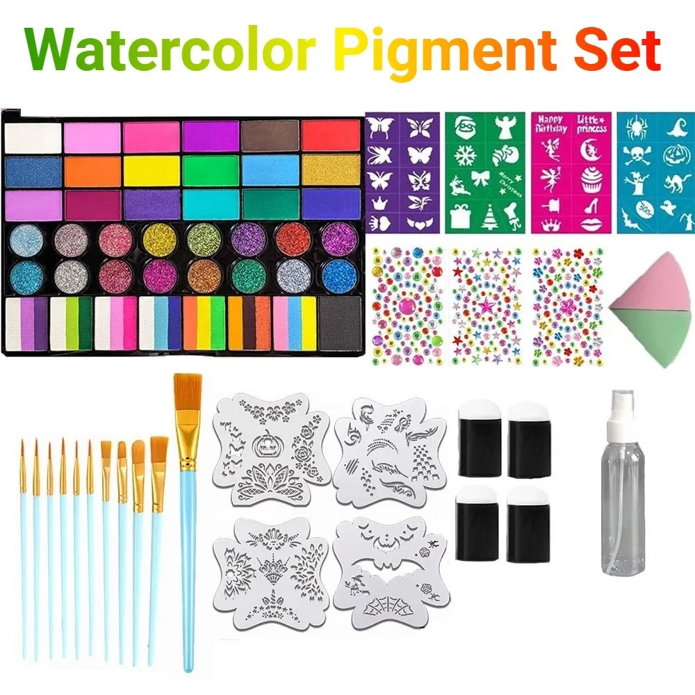 42 Colors Watercolor Paint Set Vivid Colors Solid Pigment Watercolor Pigment Set Multi-Color Washable Face Painting Palette Kit