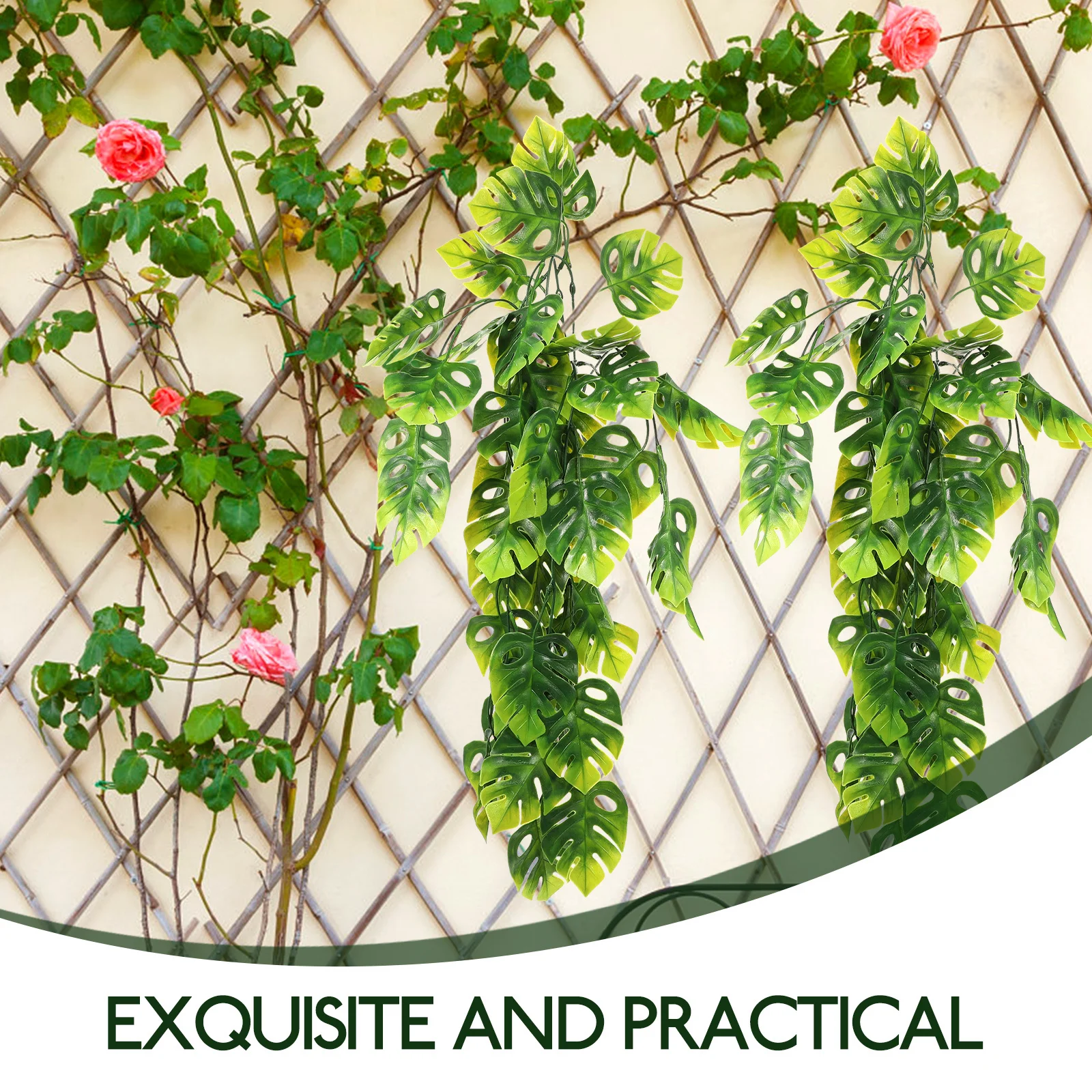 

2Pcs Artificial Monstera Leaf Vine Wall Decoration Fake Hanging Plant Greenery for Bedroom Living Room Faux Vine Decor