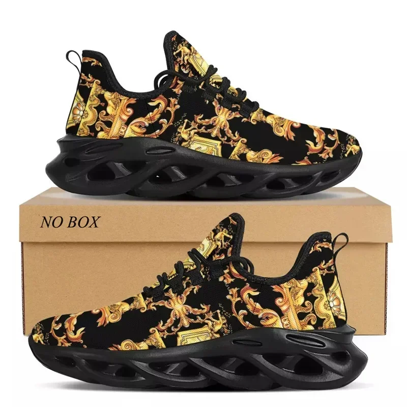 

Fashion Women Platform Shoes Glod Floral Pattern Hot Sale Lady Couple Travel Mesh Sneaker Flat Dropshipp