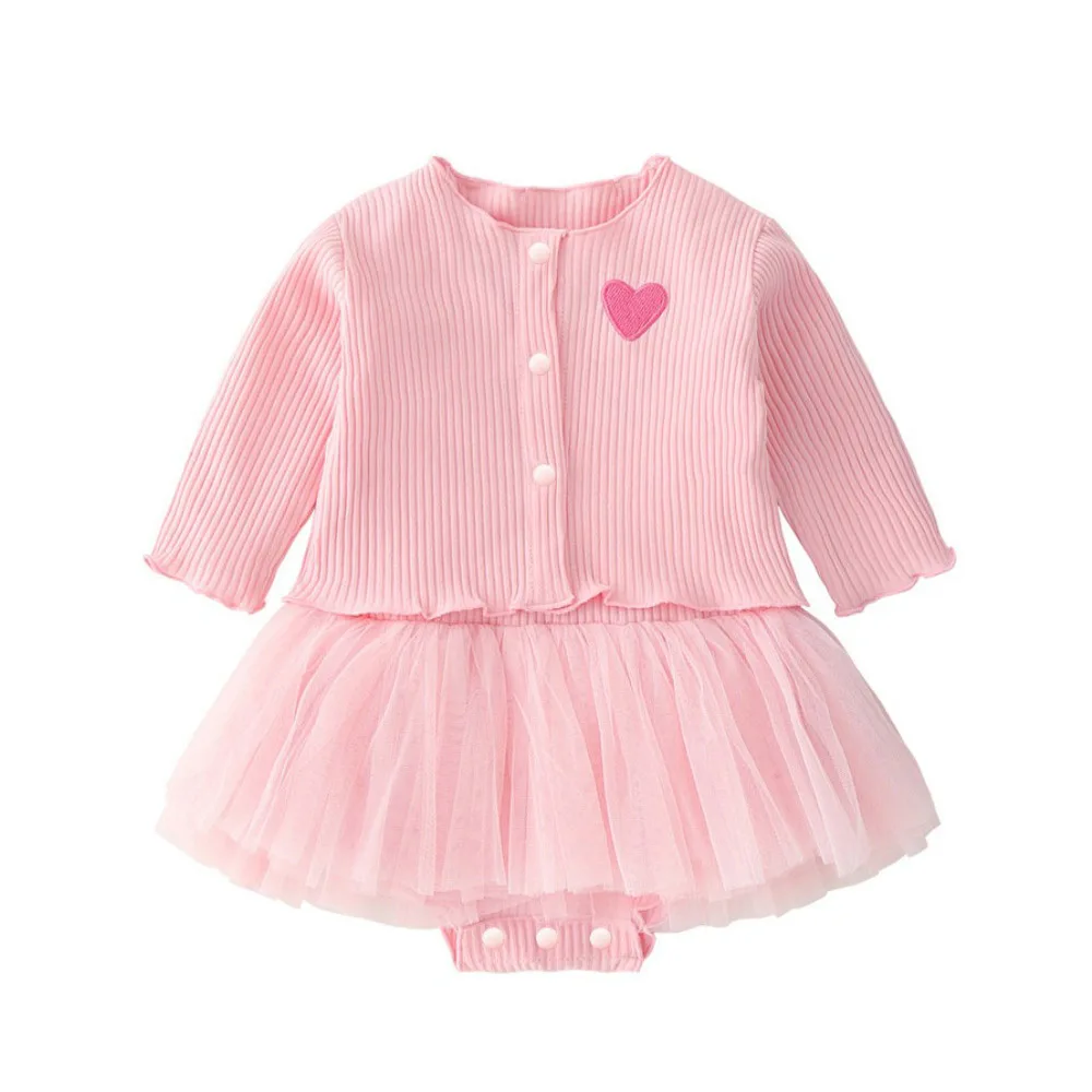 Vestiti per bambole rinate Abito pagliaccetto con cardigan a costine per bambola da 20-22 pollici Ragazza Gonna senza maniche in maglia rosa