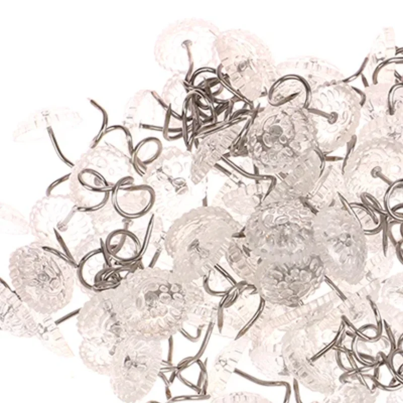 100pcs Clear Heads Twist Pins Fixed Fastener for Upholstery Blankets Chair Sofa Decorate Repaired Loose Drapery Pins