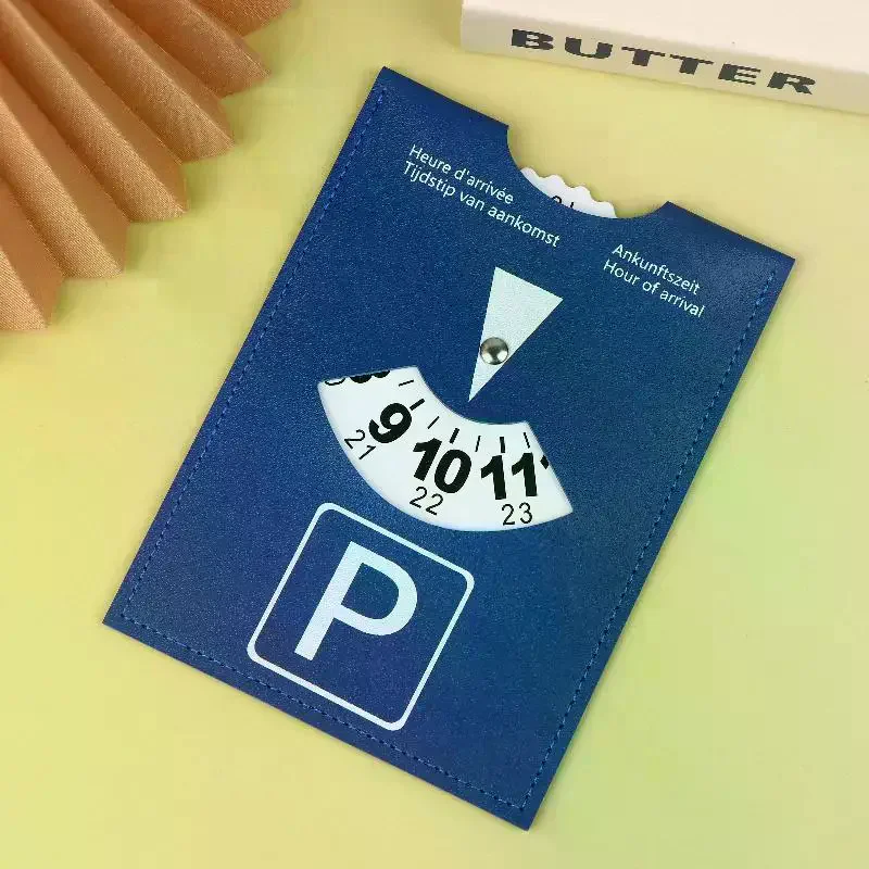 Reliable 4-Language PU Leather Parking Disc - European Design Universal Fit for Cars.