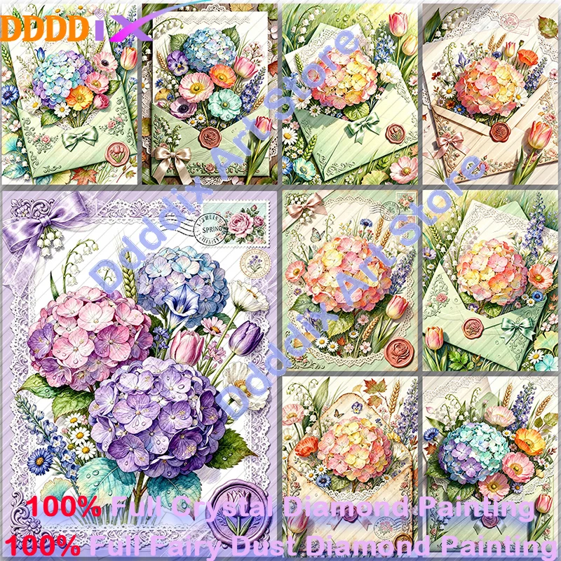 Embroidered Ball Flower Diamond Painting Art 100% Fairy Dust Crystal Diamond Mosaic Cross Stitch Kit Letter Paper DIY Decor Gift