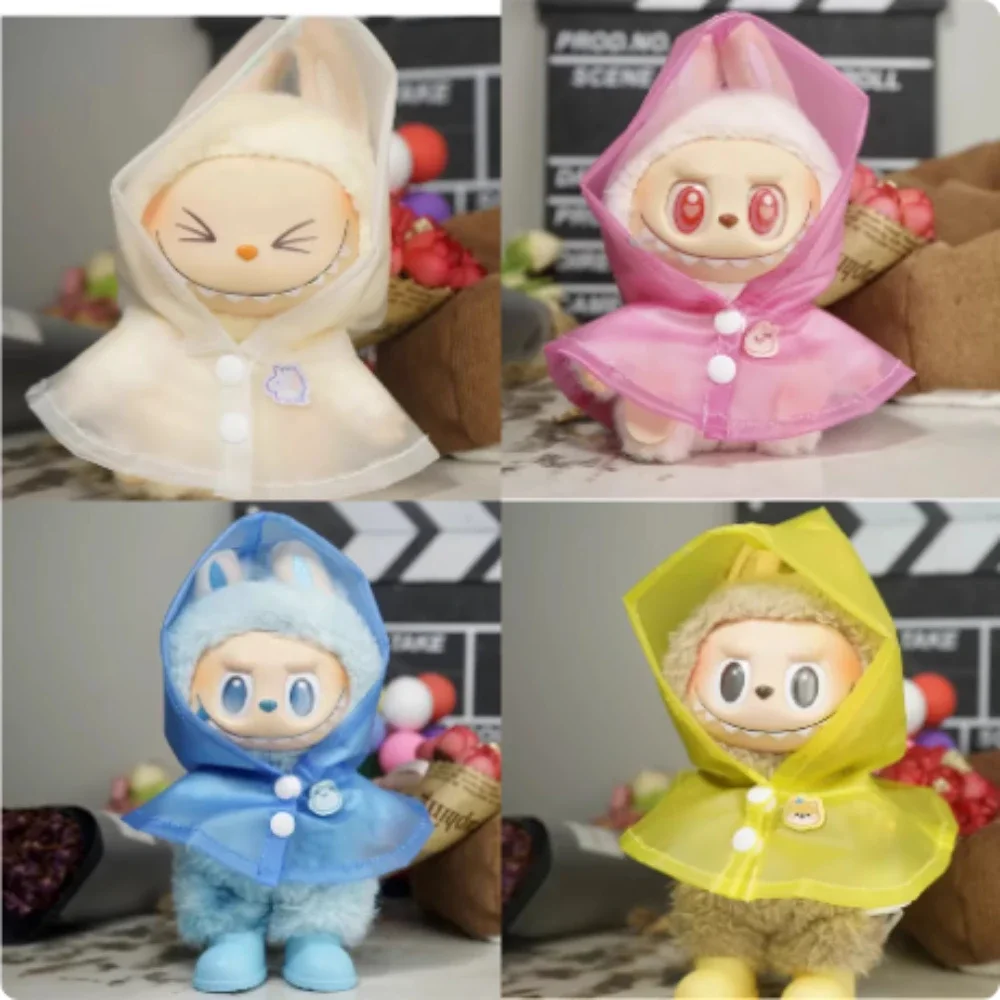 For Labubu Doll Wave Point Animal Raincoat Transparent Display Waterproof Clothing Ropa Labubu Doll Accessories Christmas Gift