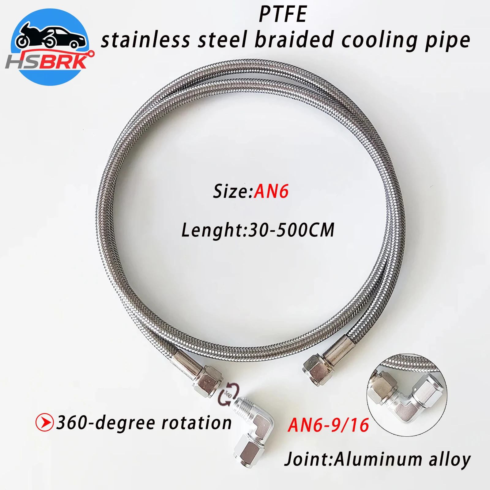 

Универсальный шланг охлаждения топлива с оплеткой из нержавеющей стали из ПТФЭ AN6, возвратная труба охладителя 30-500 см 0-90 градусов