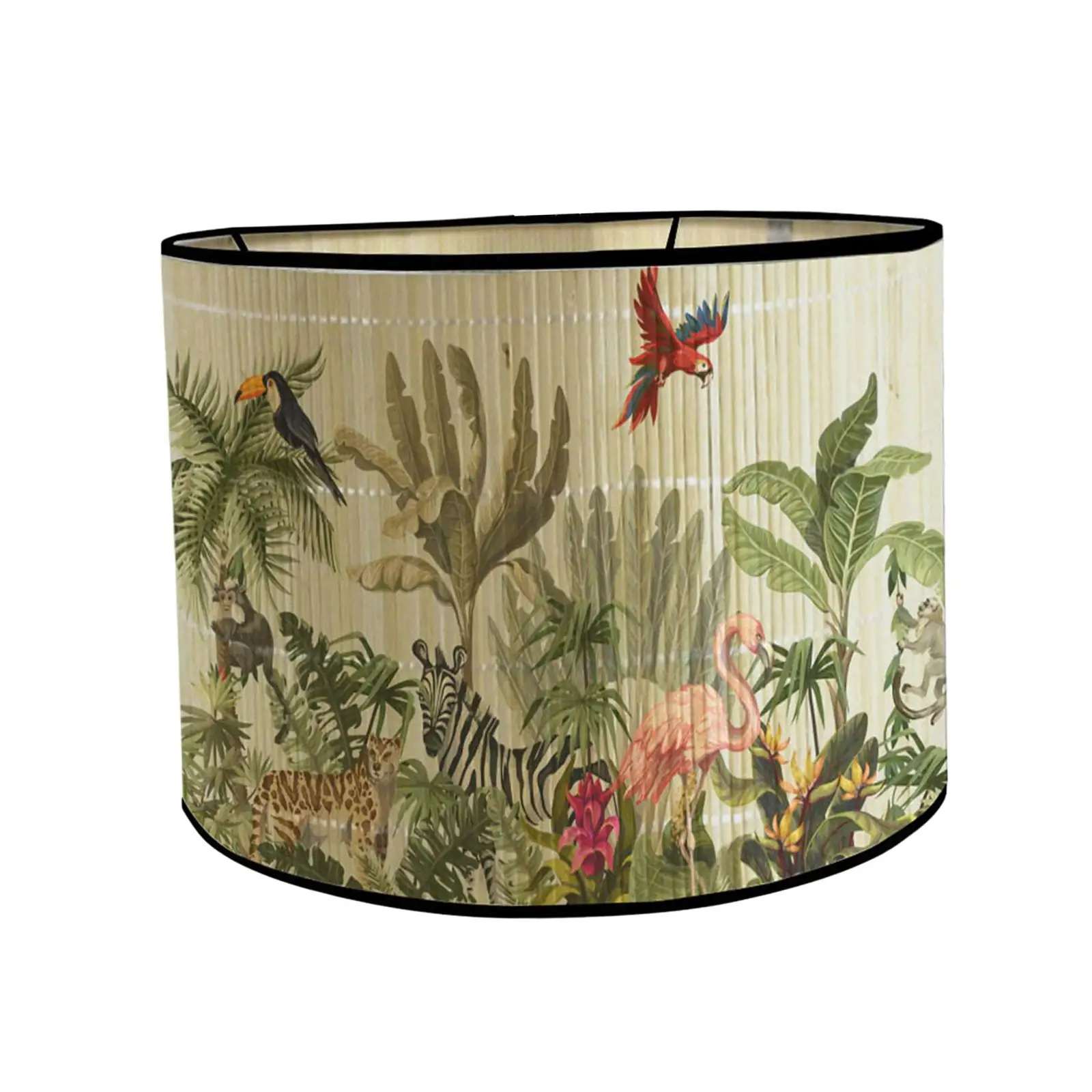 Bamboo Screen Lamp Shade Drum Cylindrical Lampshade Detachable Easy Clean for Desk Lamp E