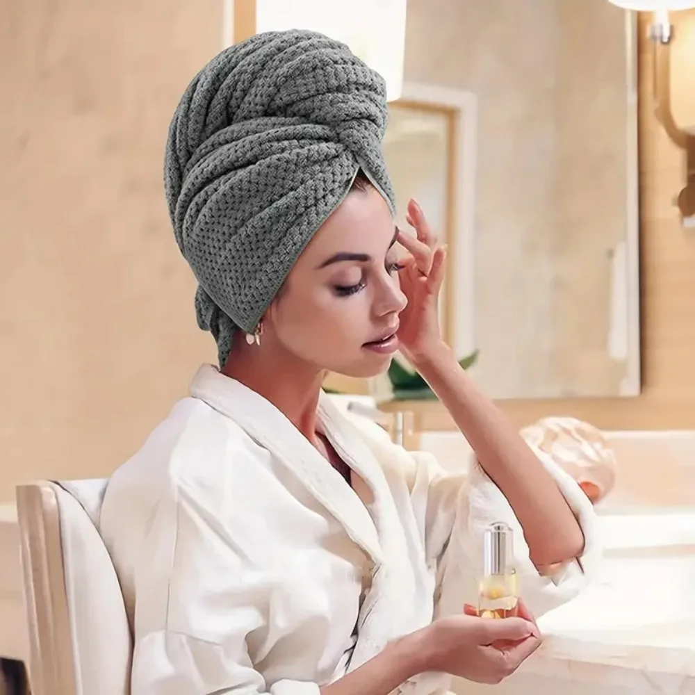 

Ultra Absorbent Microfiber Hair Towel with Elastic Band Large Extra Large Wrap Turban Thickened Coral Fleece
