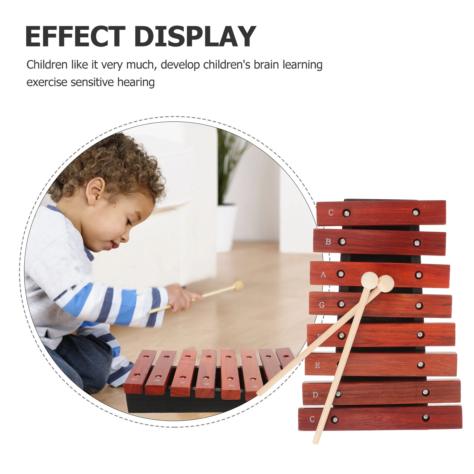 

8-Note Wooden Xylophone Portable Small Size Music Instrument for Kids Toddlers Beginners Glockenspiel Glockenspiel