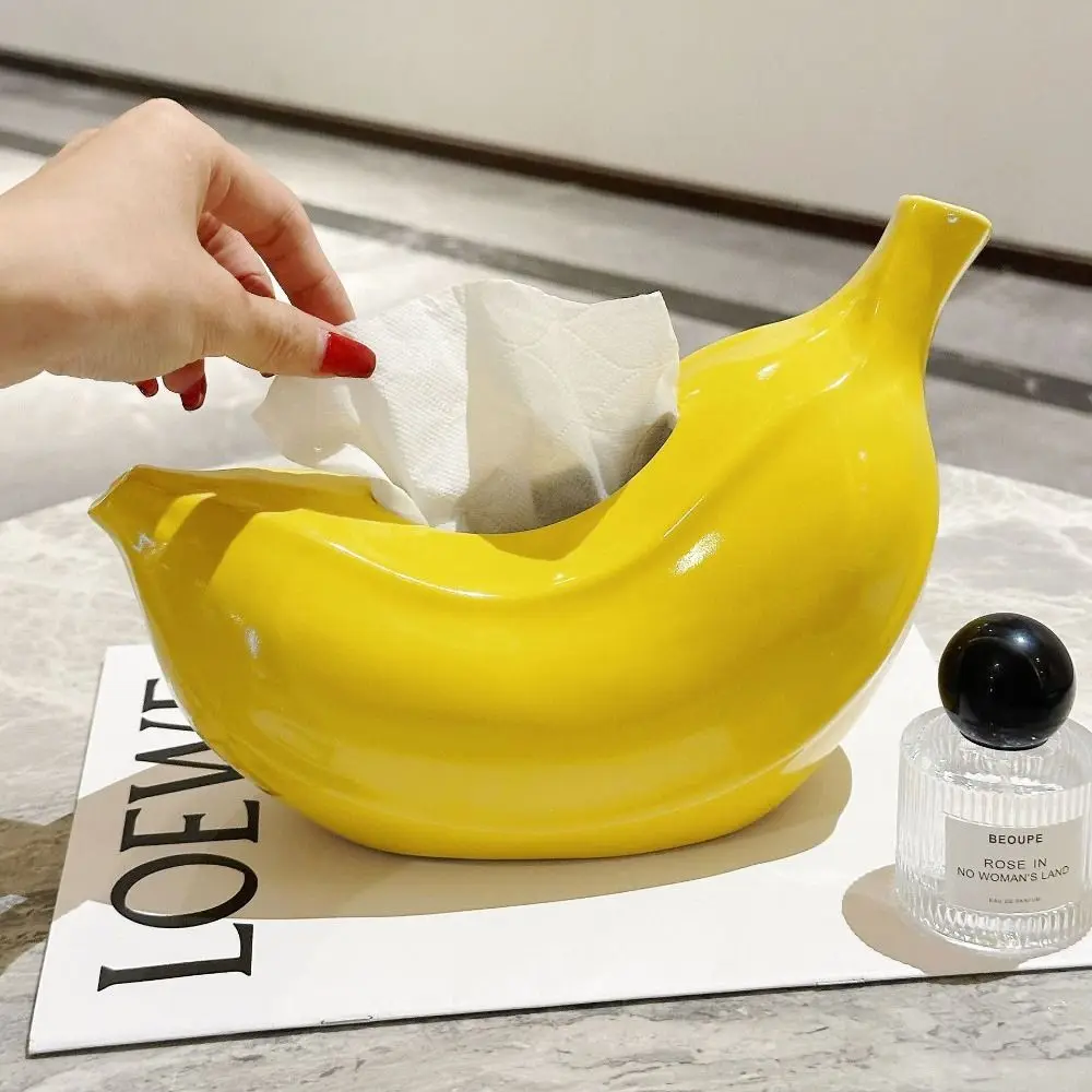 

Ceramics Banana Tissue Box Exquisite Modern Stylish Napkin Storage Box Household Facial Paper Organizer Coffee Table