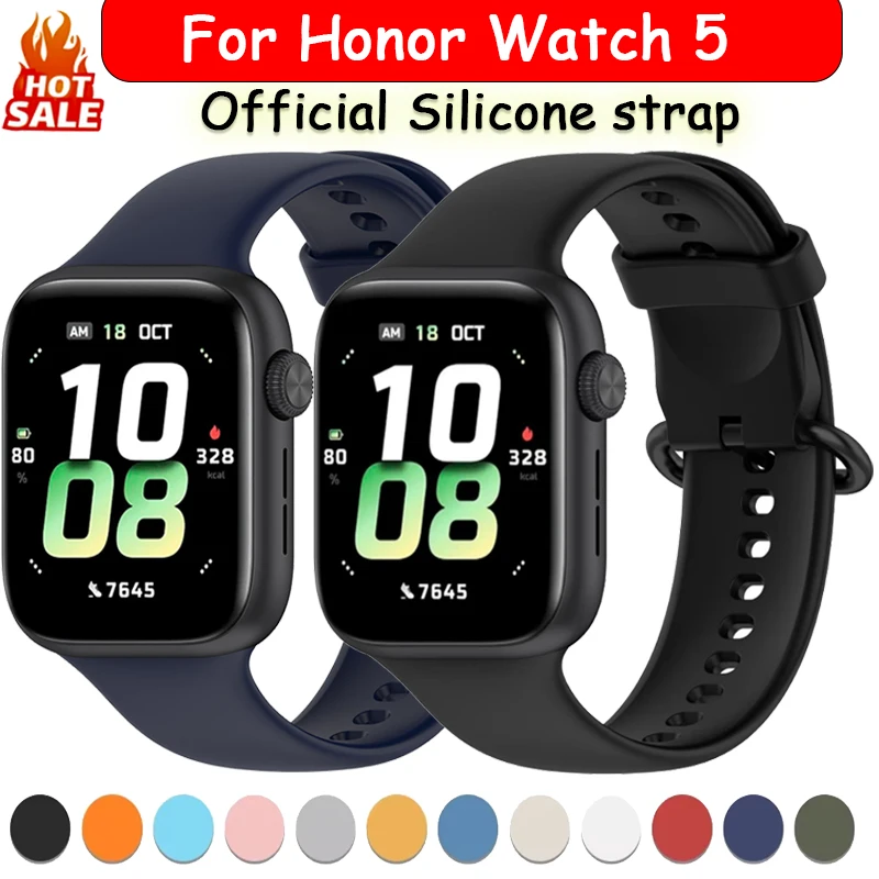 

Sport Silicone Strap for Honor Watch 5 Original Replaceable Wristband Correa for Honor Watch 5 Smart Watch Bracelet Accessories