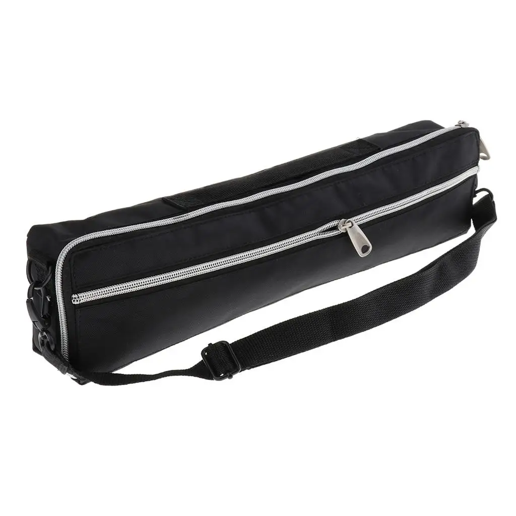 Practical Canvas 16 Holes Flute Storage Bag Organiser Holder Black