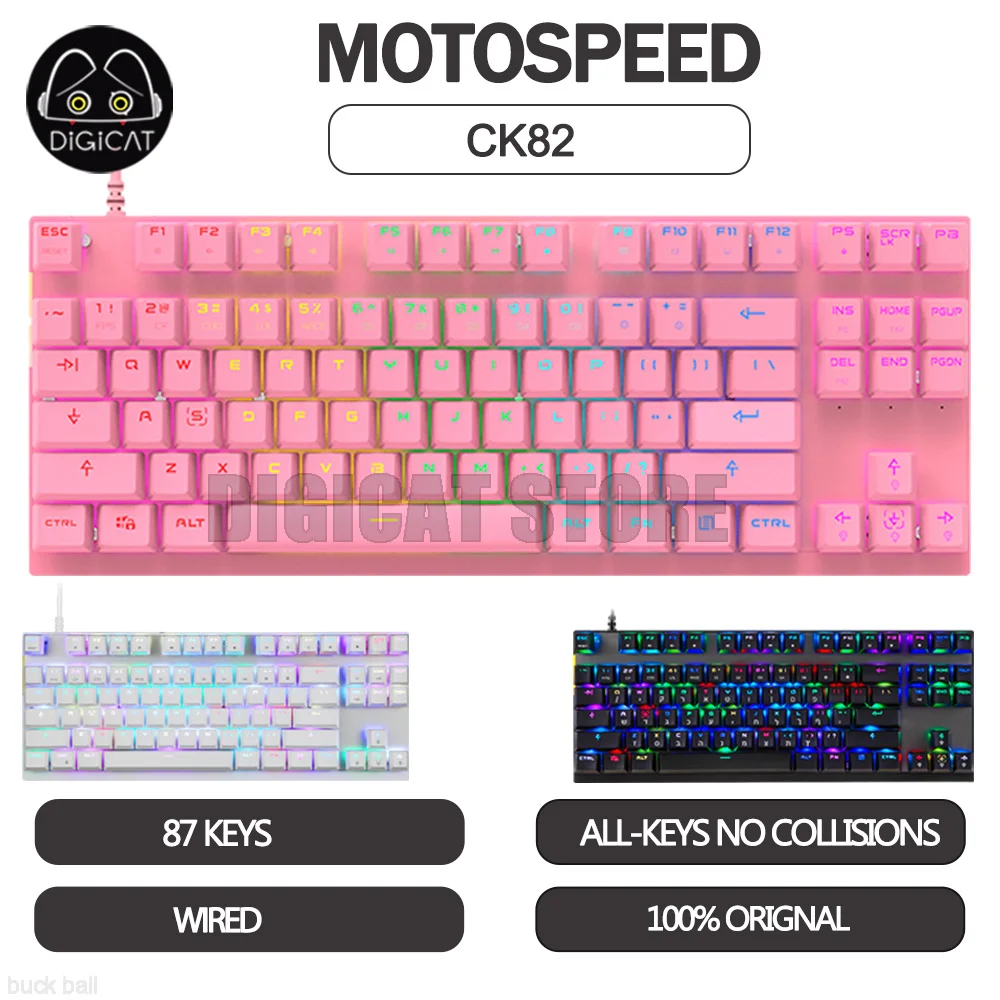 

Motospeed CK82 Mechanical Gamer Keyboard 87 Keys Wired Keyboard Russian English Keypad Computer Gaming Keyboard For WIN/XP/VISTA