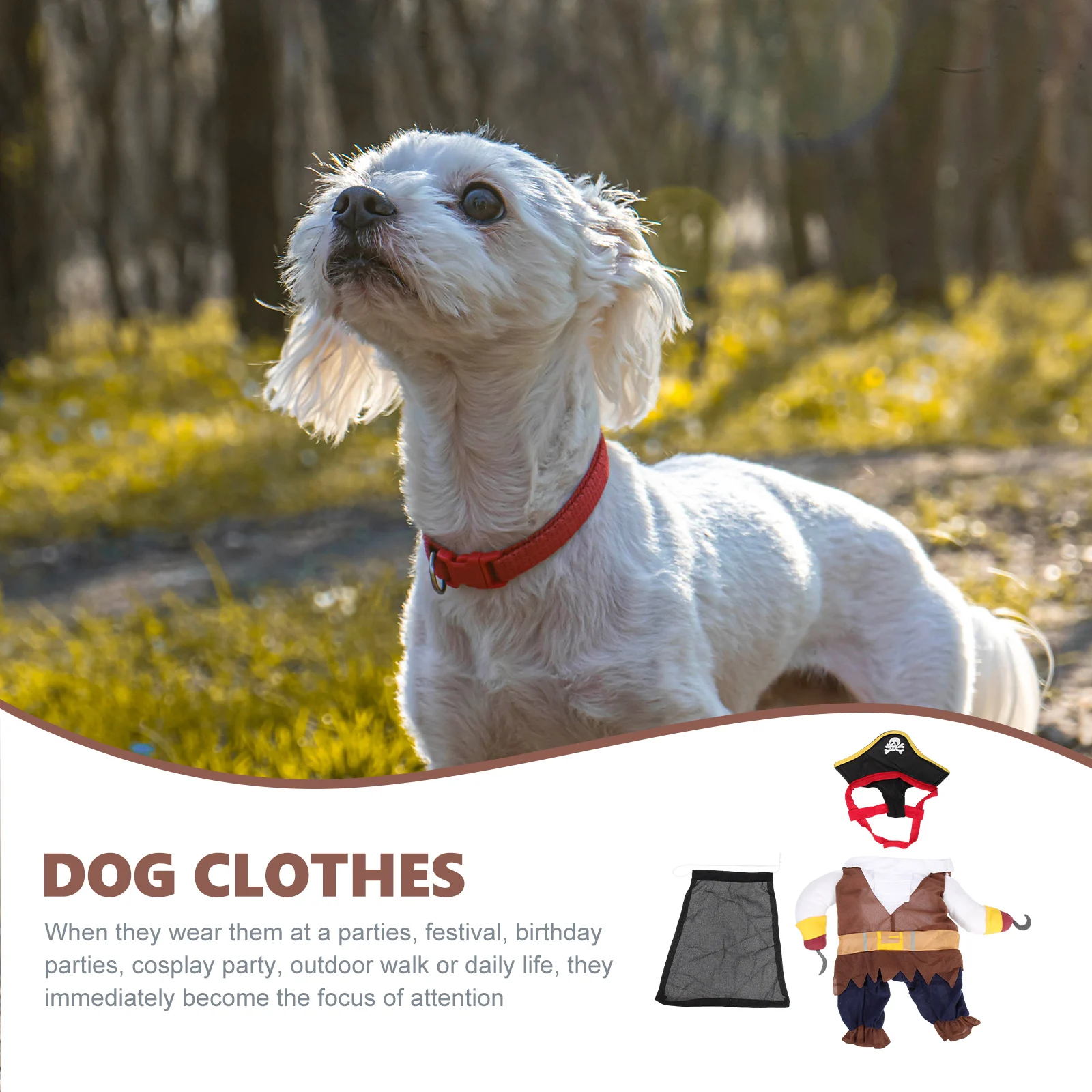 

1Set Pirate Elements Pet Costume Cotton Breathable Dog Pirate Cosplay Clothes Halloween Party Dog Clothes Puppy Cosplay Prop