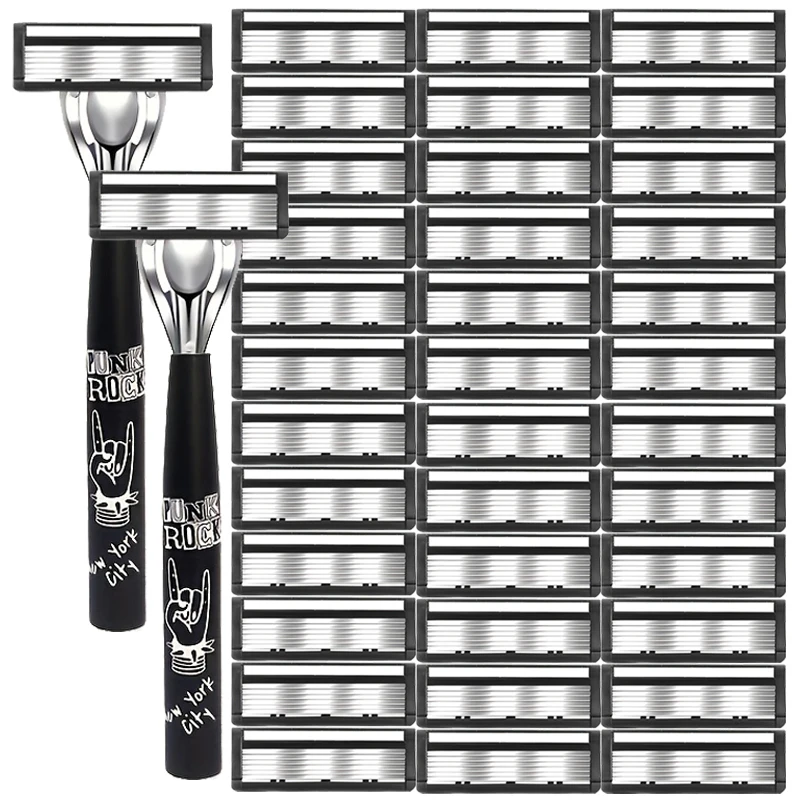 

6-Layers Safety Razor Set High Quality Men Razor Sharp Stainless Steel Shaving Changeable Shaver Head Blade ﻿