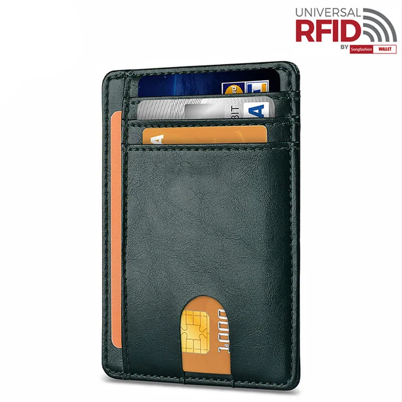 

Slim Bank Credit Card Holder Leather Thin ID Cards Anti-theft Coin Pouch Case Bag Wallet Organizer Business Card Cover