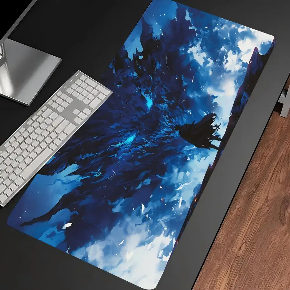 Blue Ice Dragon Extended Gaming Mouse Pad Non Slip Desk Surface Fantasy Mythical Creature Epic Scene Art Print For Desktop Use