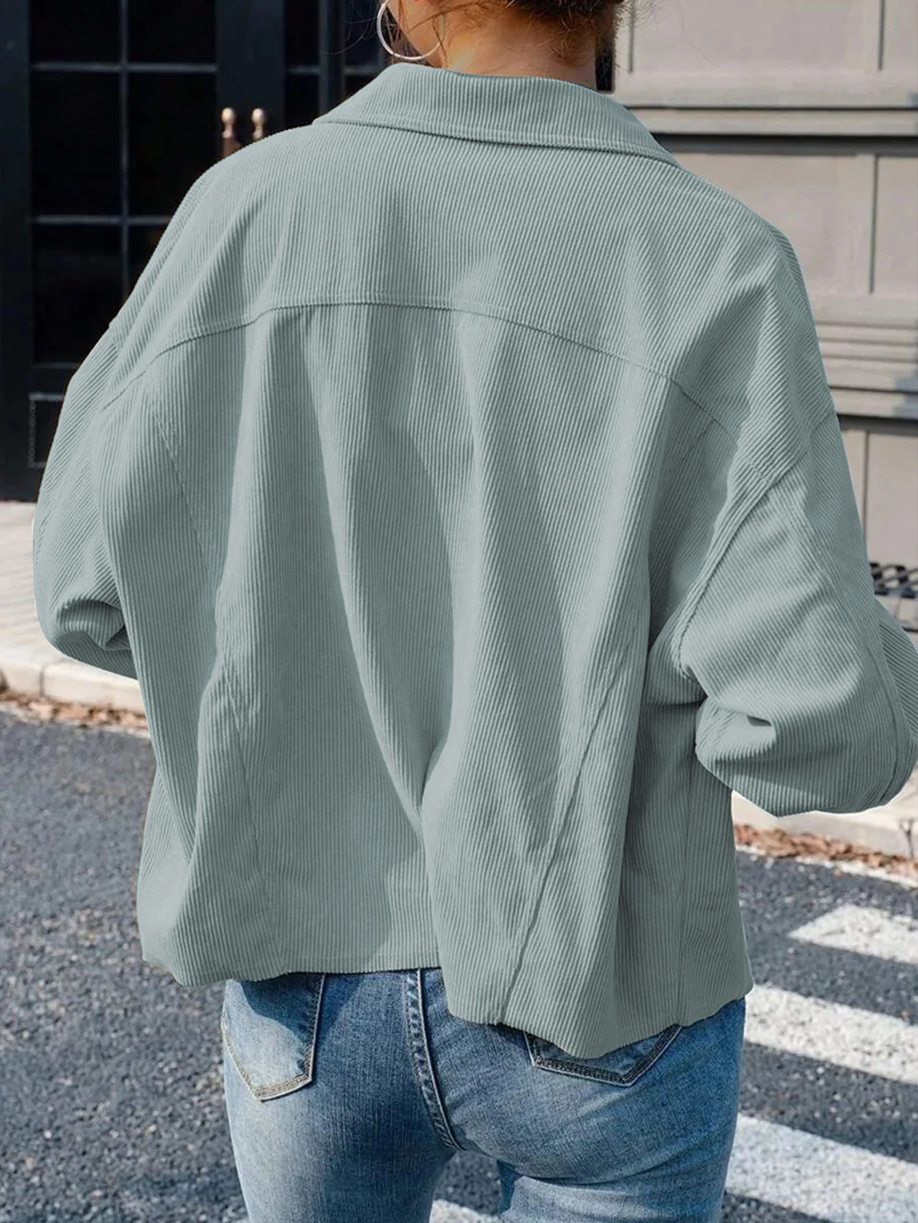 سترة قميص قصيرة فضفاضة عصرية للخريف والشتاء، ملابس نسائية عصرية