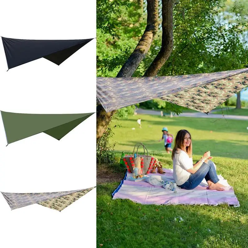 Patio Canopy Outdoor Waterproof Sun Shade Outside Canopy Rhombic Portable Canopy Waterproof Sun Shelter With Ropes & Ground