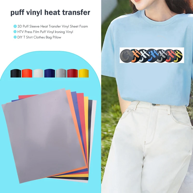 Top-3D Puff manga transferencia de calor hoja de vinilo espuma HTV prensa película Puff vinilo planchado vinilo DIY camiseta bolsa de ropa almohada