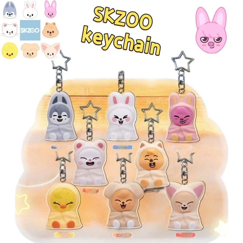 

Stray KIDS SKZOO Bandai Blanket Image Flat Cartoon Cute Acrylic Keychain Pendant Surrounding
