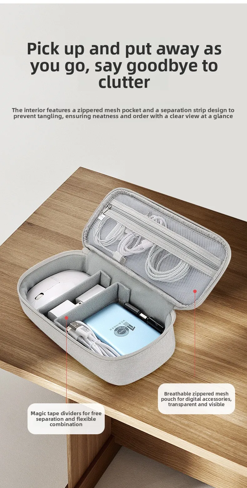 Aufbewahrungstasche für digitales Zubehör, große Kapazität, Kabel-Organizer-Tasche für Telefon, Powerbank, USB – Detail 5