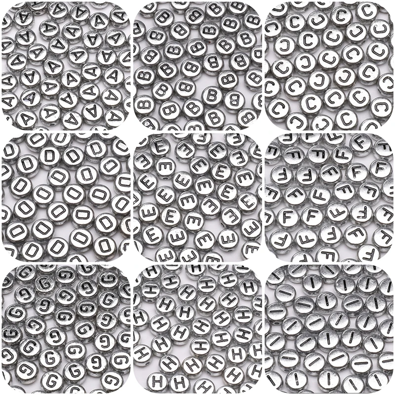 50pcs 4x7mm A-Z Fashions Acrylic Letter Loose Beads for Madam Earring Bracelet Necklace DIY Craft Jewelry Making Accessories