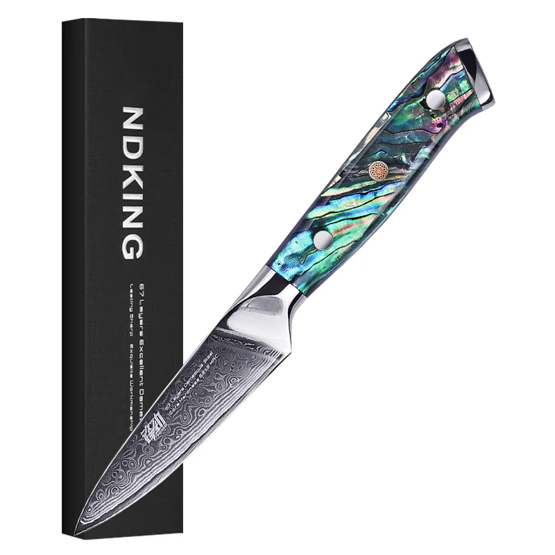 

FINDKING NEW Gorgeous Series 67 Layers Damascus Steel Kitchen Fruit Knives Abalone Resin Handle 3.5 inch Vegetable Paring Knife