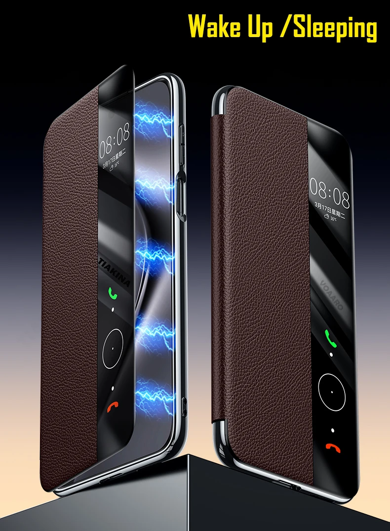Smart Touch View Window Funda for Huawei Pura 80 Pro Plus Case for Huawei Pura 80 Ultra Genuine Leather Flip Case Cover