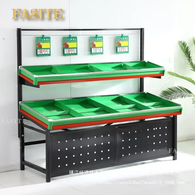 Commercial Multi Layer Fruit and Vegetable Display Shelf Supermarket Produce Stand Rack Heavy Duty Metal Storage Shelving