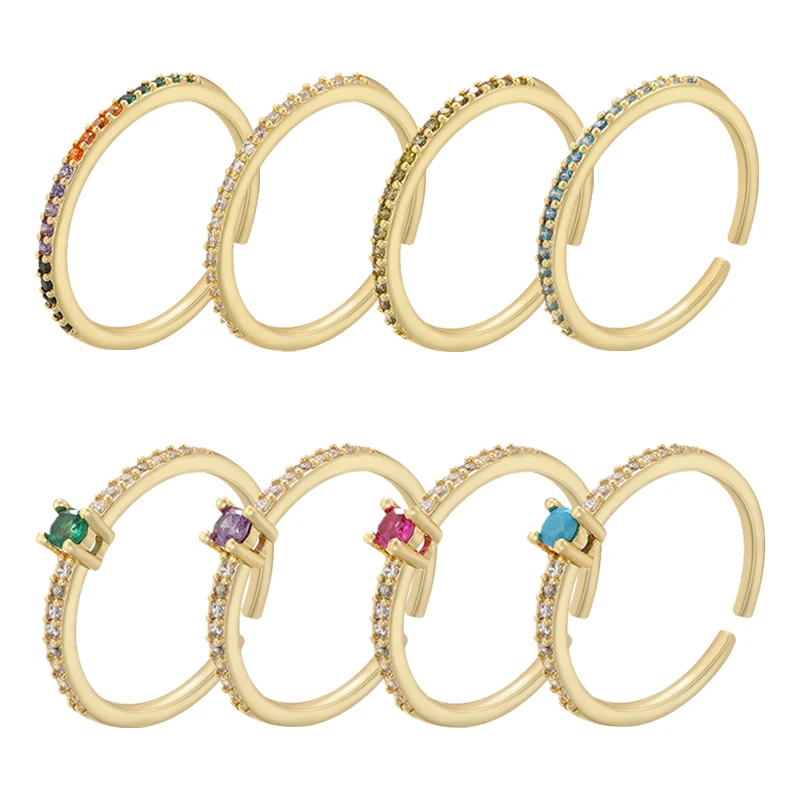 ZHUKOU Super thin Rings for women Rainbow opening rings Multi Color Heart wedding Couple rings cool Man ring wholesale VJ469