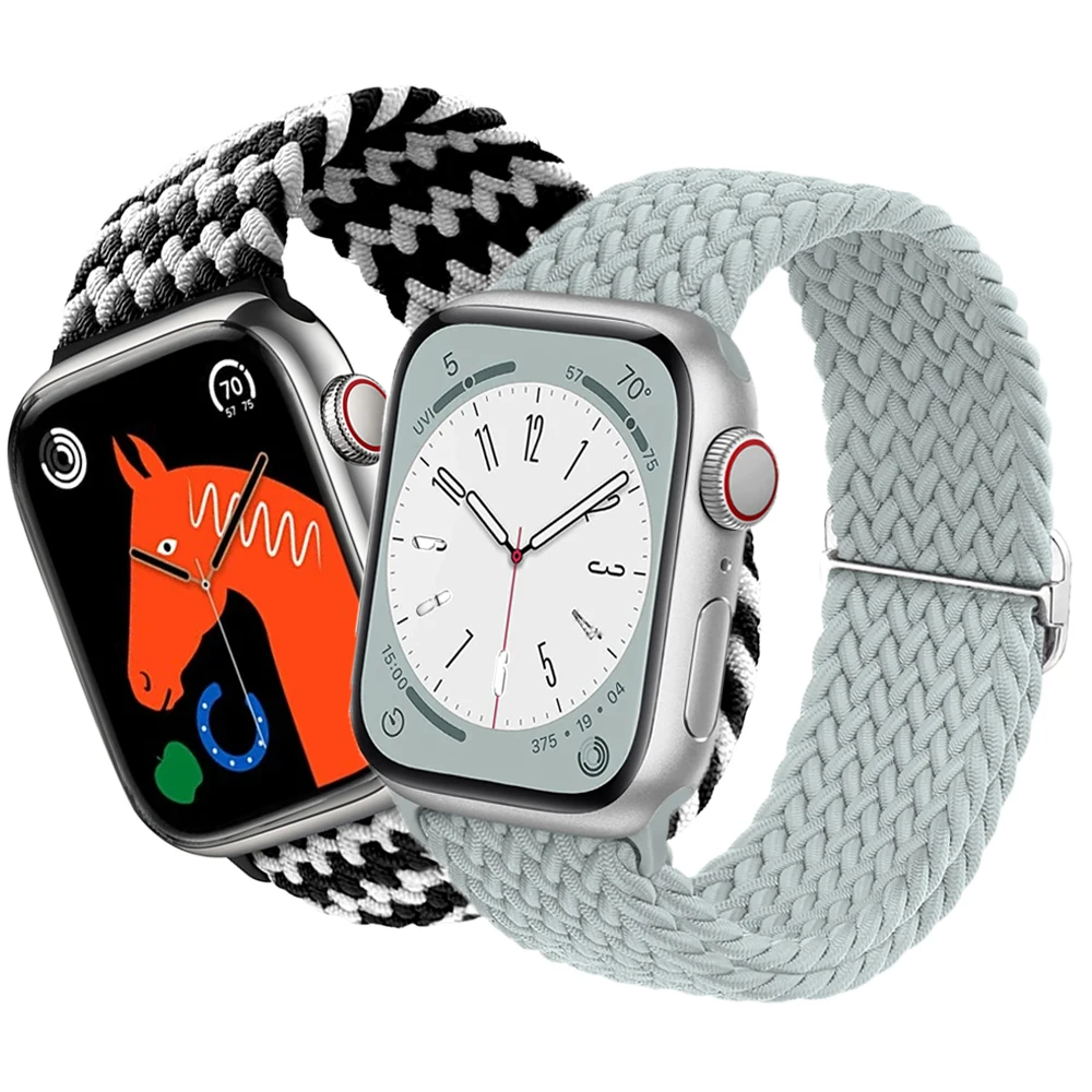 Strap For Apple watch band 44mm 40mm 45mm 41mm 42mm Elastic Braided Solo Loop bracelet corre iWatch series 8 3 se 6 7 Ultra 49mm