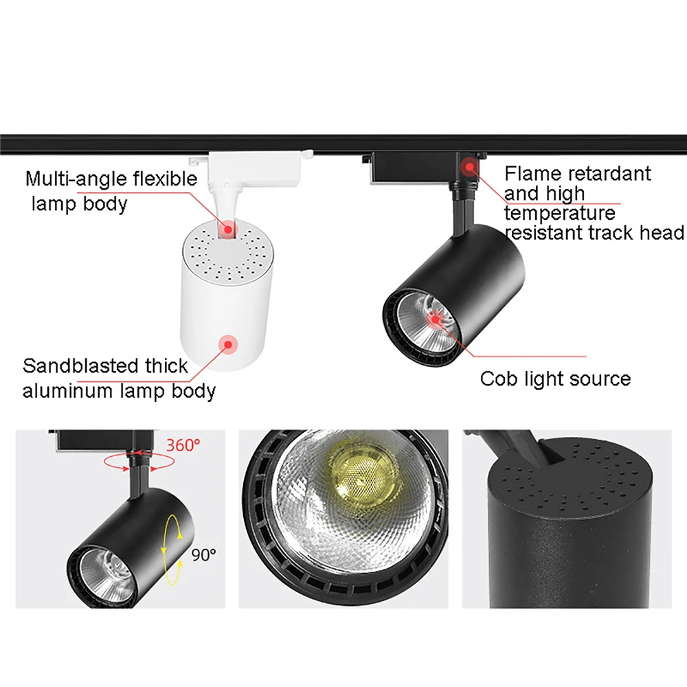 Faretti A LED Luce Della Pista Soggiorno Negozio di Illuminazione Interna 12/30/40W Ferroviarie Punti Luce Apparecchio per la Cucina Negozio a Casa 180-265V
