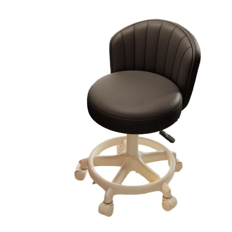 High-quality Cream Wind Lifting Makeup Chair, Cost-effective Household Universal Wheel Backrest Swivel Stool