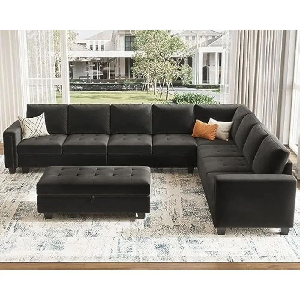 Oversized sectional sofa，L Shaped Couch Set with Storage Ottoman Corner Convertible, Reversible Chaise,Living Room Sofas.