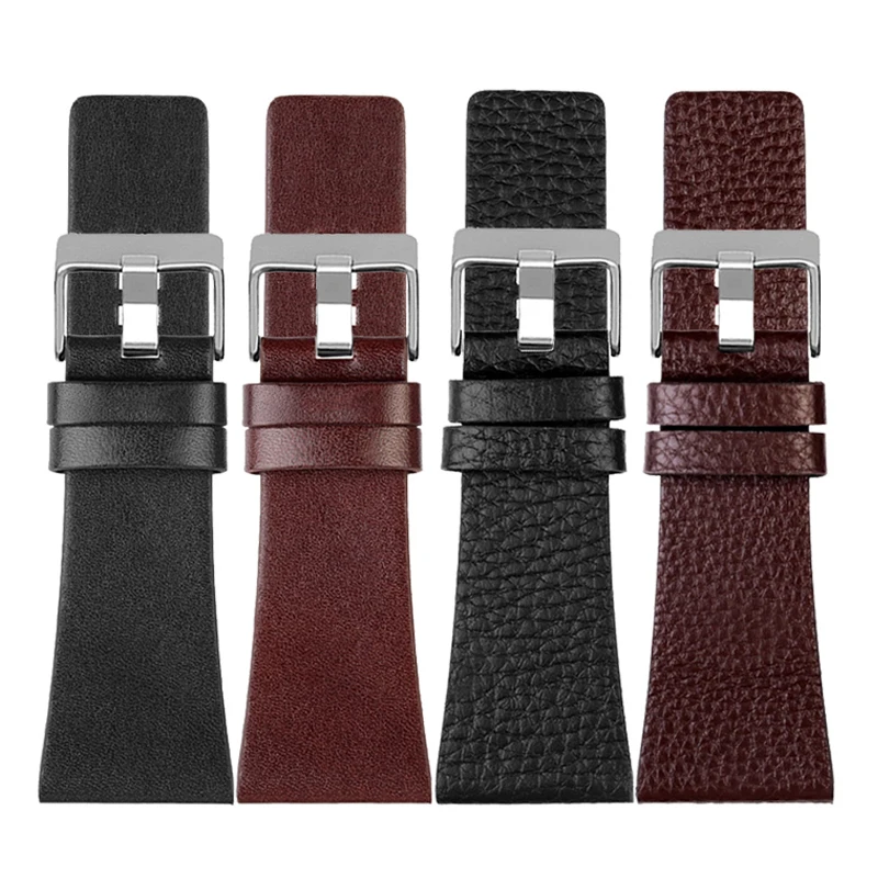 26MM 28MM 30MM 32MM For Diesel Watchbands Men\'s Wrist Large Size Watch Bands POlice Black Brown Genuine Calf Hide Leather Strap