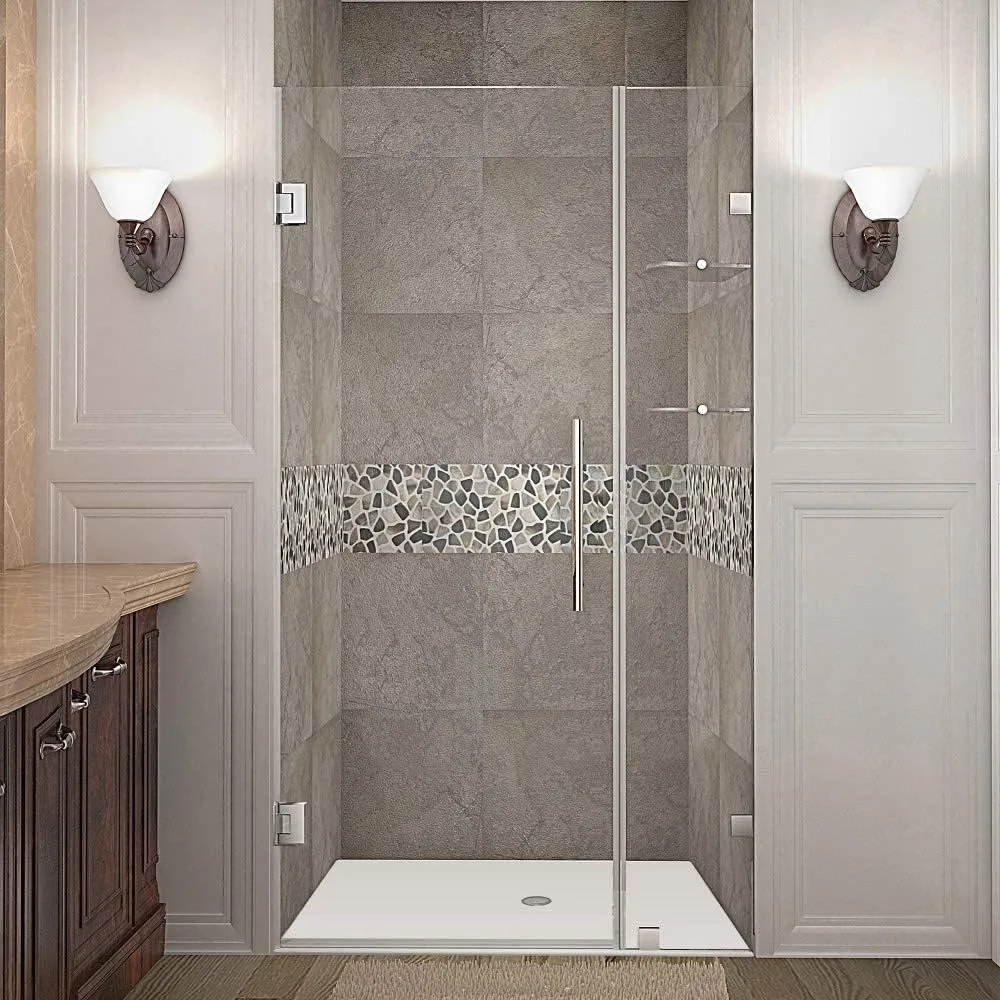 

Sliding Shower Door, 40“ X 72”, Fully Frameless Hinged with Glass Shelf, Polished Chrome with Handle, Hardware, Shower Door