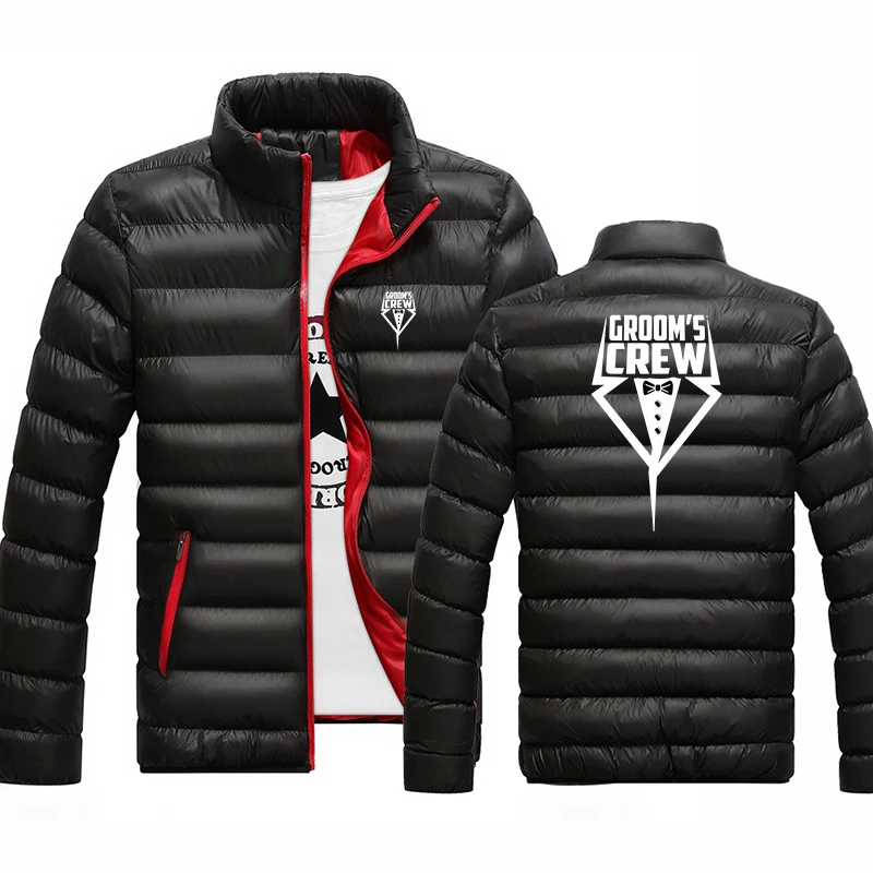 

Team Groom 2026 New Cotton Clothing Winter Men's High Quality Casual Fashion Lightweight Warm Business Stand up Collar Warm Coat