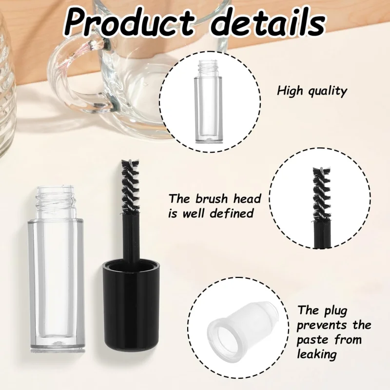 Tubo per mascara vuoto di piccole dimensioni campione da 3/10 pezzi con portachiavi con bacchetta per ciglia