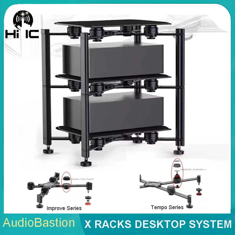 AudioBastion HiFi Rack Amplifier Audio Racks Cabinet Equipment Frame Shelf Shock Absorber Isolator Feet Spikes Support