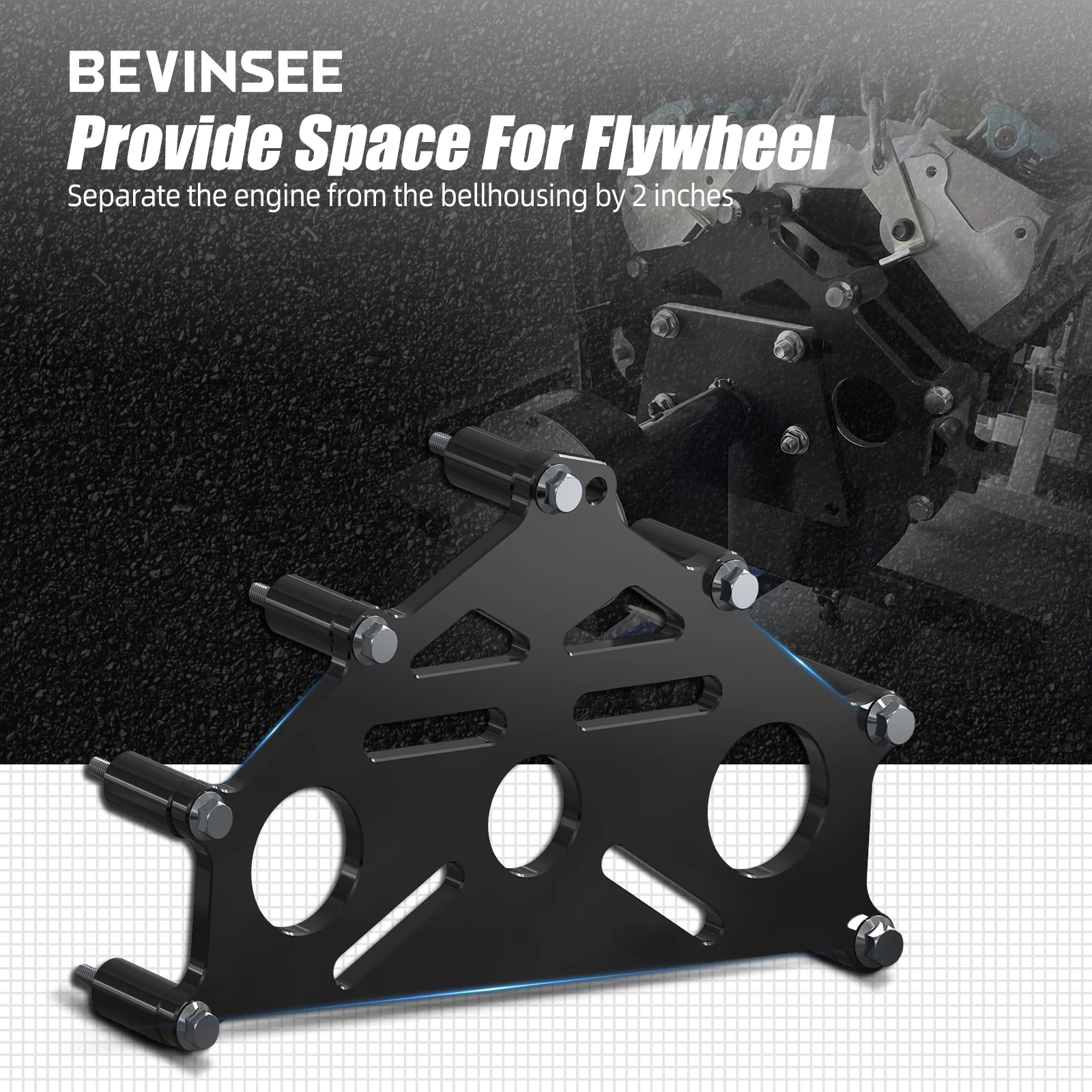 BEVINSEE LS Engine Stand Heavy-Duty Engine Safe Bracket Support Adapter Plate For Chevy SBC BBC Duramax LS LT Engine Accessories