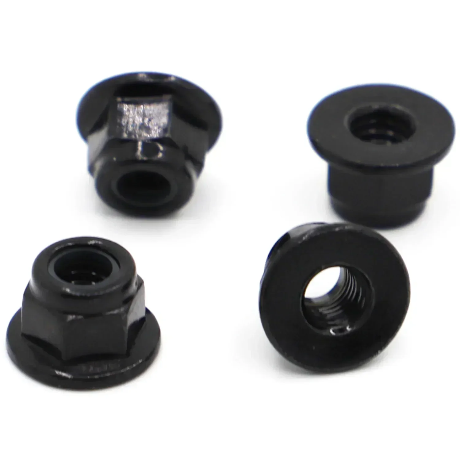 

10pcs Black Carbon Steel Hex Flange Nylon Insert Lock Nut Self-locking Nylock Locknut M3 M4 M5 M6 M8