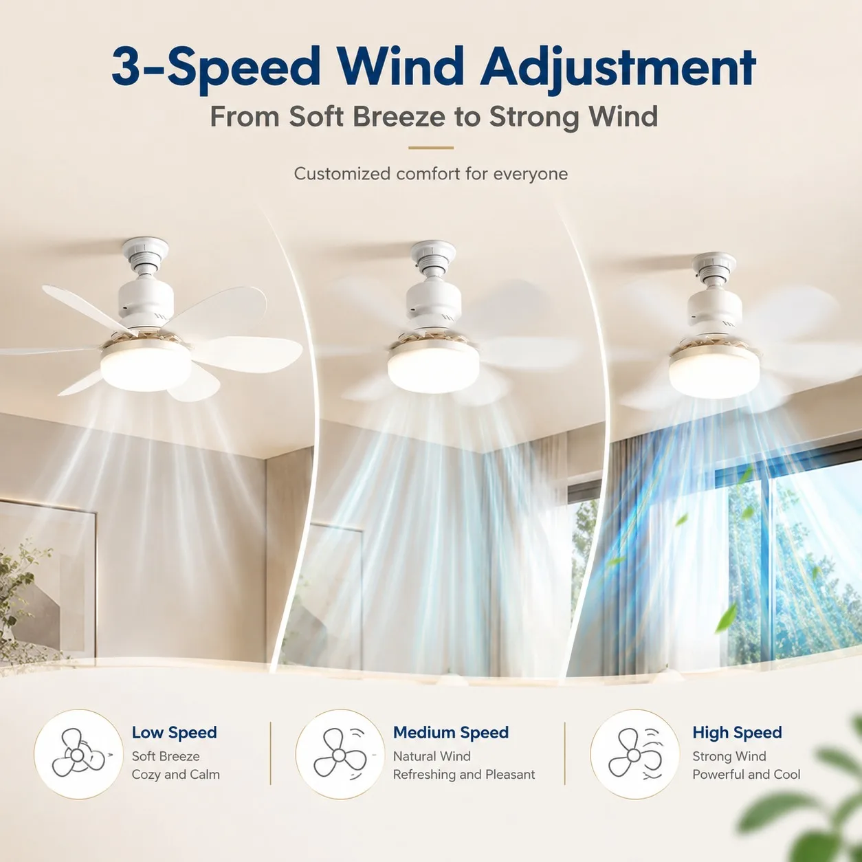2026 New E27 Ceiling Fan Light, 30W/40W Dimmable LED Fan Lamp with Remote Timer for Bedroom Kitchen Balcony view 5